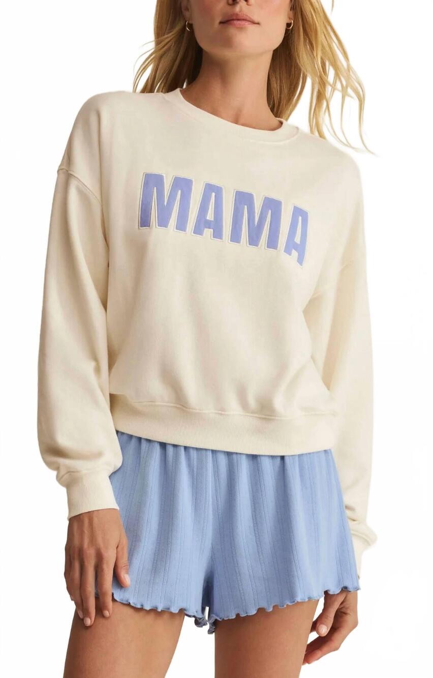 NEW Z SUPPLY mama crewneck sweatshirt in vanilla ice